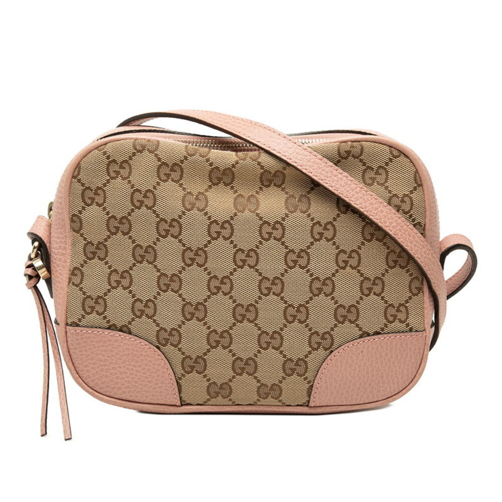 Gucci GG Canvas Crossbody Shoulder Bag 449413 Beige Pink Leather Women's GUCCI